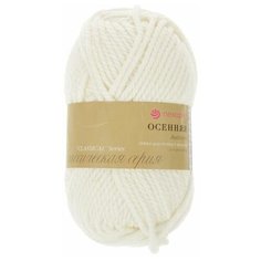 Пряжа Пехорка "Осенняя", 150 метров, 5 мотков по 200 грамм, цвет: 01 белый (количество товаров в комплекте: 5)