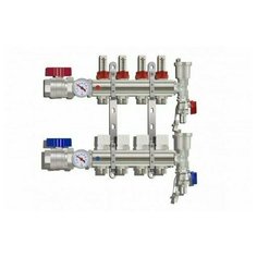 Коллекторная группа Tim (KA004) 1", 4 вых расходомер, воздухоотводчик, сливной кран, термометр