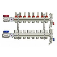 Коллекторная группа Tim (KA008) 1", 8 вых расходомер, воздухоотводчик, сливной кран, термометр