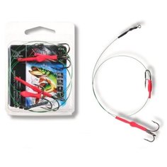 Поводок "X-Plode" Mikado стальной комбинированный с двойником №3 и тройником №1, вертлюг №4, 10 кг / 40 см