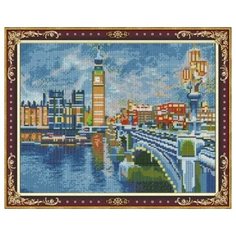 Алмазная мозаика "Лондон", камни разных форм, 40х50 см (с подрамником, с полным заполнением) Рыжий кот