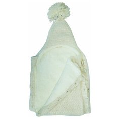 Конверт вязаный на пуговицах Папитто "Цветок", 0-3 месяца, арт. 6122 (цвет: экрю)