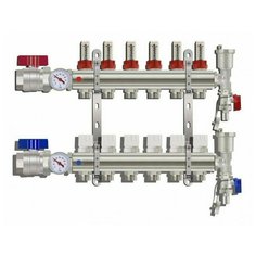 Коллекторная группа Tim (KA006) 1", 6 вых расходомер, воздухоотводчик, сливной кран, термометр