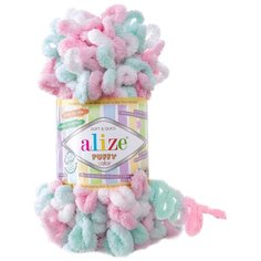 Пряжа Alize "Puffy Color", 9 метров, 5 мотков по 100 грамм, цвет: 6052 секционный