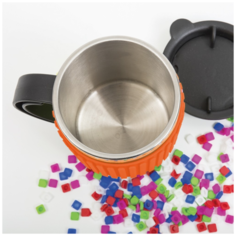 Термокружка "Pixie Crew" с силиконовой панелью для картинок (оранжевая)