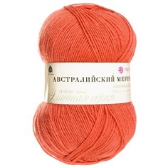 Пряжа Пехорка "Австралийский меринос", 400 метров, 5 мотков по 100 грамм, цвет: 396 настурция