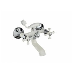 Эверест В30-0647 белый, Смеситель для ванны (короткий излив, поворотный переключатель для душа)