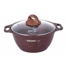 Кукмара кга62а Granit ultra, Кастрюля 6,0 л (стеклянная крышка, антипригарное покрытие, цвет:red) Kukmara