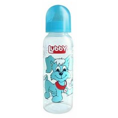 Бутылочка Lubby с соской "Веселые животные", от 0 мес 250мл полипропилен, латекс (голубой)