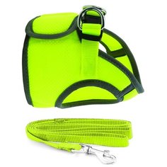 Комплект (мягкая шлейка-жилетка и поводок), неоново-желтый, со светоотражающими элементами, размер S Triol