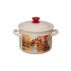 Кастрюля эмалированная, цилиндрическая, 2 л (слоновая кость) КМЗ