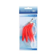 Поводки для морской рыбалки "Mikado. Hair Tube Rig", крючки 3 х №3/0, красно-белые