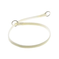 Ошейник-удавка ZooOne лента-чулок с 2-я кольцами 7 мм, длина ошейника 40 см белый