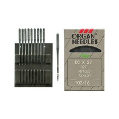Набор игл для промышленных швейных машин "Organ Needles" (для обработки срезов), №100, 10 штук, арт. DCх27