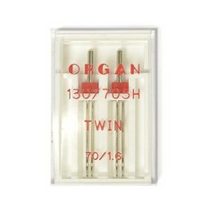 Иглы двойные "Organ", №70/1,6, для бытовых швейных машин, 2 иглы