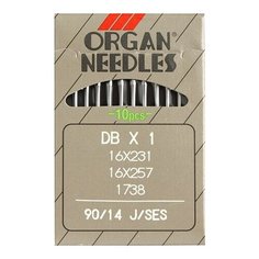 Набор игл для прямострочных промышленных швейных машин Organ Needles "SES", №90, 10 штук, арт. DBx1
