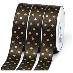 Лента репсовая "Горошек", цвет: коричневый, 25 мм x 27,4 м, арт. LDRG860 Ideal