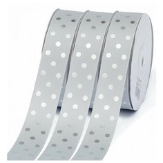 Лента репсовая "Горошек", цвет: серый, 25 мм x 27,4 м, арт. LDRS007 Ideal