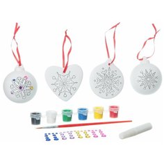 Набор для творчества "Ёлочные украшения со стразами" (2 шарика, круг, сердце) Bondibon