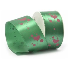 Лента атласная с рисунком "Ideal", 40 мм x 9,14 м, цвет: 73