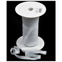 Лента нитепрошивная клеевая по косой с нитью, цвет: белый, 12 мм x 100 м, арт. 5712W Ideal