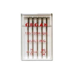 Иглы для бытовых швейных машин "Organ Needles" (для квилтинга), ассорти, 5 штук, арт. 130/705H-QU