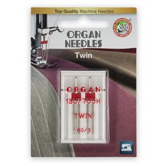 Иглы для бытовых швейных машин "Organ Needles" (для декорирования), двойные, №80/3, 2 штуки, арт. 130/705H