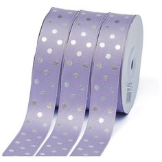 Лента репсовая "Горошек", цвет: 435 сиреневый, серебро, 25 мм x 27,4 м, арт. LDRS435 Ideal