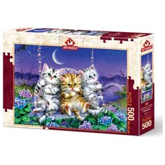 Пазл "Котята на качелях под луной", 500 элементов Art Puzzle