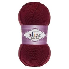 Набор пряжи для вязания Alize "Cotton Gold", 330 метров, 5 мотков по 100 грамм, цвет: 390 вишневый