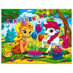 Алмазная мозаика, блестящая "Пони на празднике", 17х22 см (с подрамником, с полным заполнением) Рыжий кот