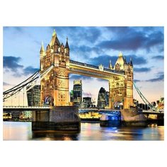 Алмазная мозаика "Тауэрский мост в сумерках", 30х40 см, частич. заполнение Рыжий кот