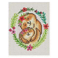 Алмазная мозаика, классическая "Семья ленивцев", 17х22 см (с подрамником, с полным заполнением) Рыжий кот