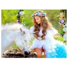 Раскраска по номерам на картоне "Девочка и единорог", формат А3 Рыжий кот