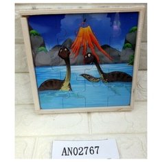 Деревянная игрушка пазл-рамка "Динозавры", 20х19.5х3 см Рыжий кот