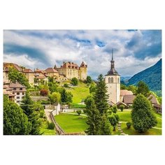 Раскраска по номерам на картоне "Замок в горах", формат А3 Рыжий кот