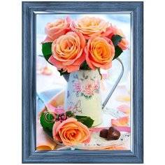 Алмазная мозаика "Яркие оранжевые розочки", блестящая, 22х32 см Рыжий кот