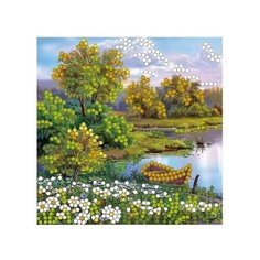 Набор для вышивания бисером "Лодка у озера", 15x15 см Рыжий кот