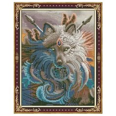 Алмазная мозаика "Красивый волк", камни разных форм, 40х50 см (с подрамником, с полным заполнением) Рыжий кот