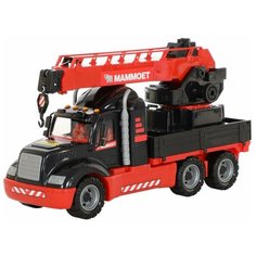 Автокран Полесье 205-02 MAMMOET с поворотной платформой в коробке (56832), 53 см, черный/красный