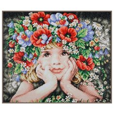 PN-0188130 Алмазная мозаика LanArte Девочка с цветами 47x40см