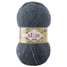 Пряжа для вязания Alize Alpaca Tweed 100гр. 250м. (15% шерсть, 15% альпака, 5% вискоза, 65% акрил) (203 джинс), 5 мотков