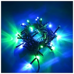 Электрическая гирлянда светодиодная Apeyron 15-26, длина 3,5 метра, 50 микроламп, разноцветное свечение. 8 режимов, зеленый шнур, степень защиты IP20.