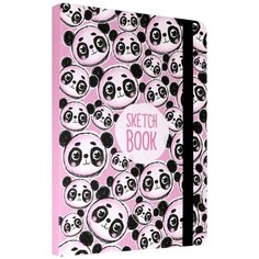 Скетчбук Проф-Пресс Панды 21 х 14.8 см (A5), , 80 л. розовый/розовые листы