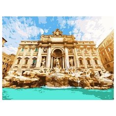 Раскраска по номерам на картоне "Рим. Фонтан Треви", формат А3 Рыжий кот