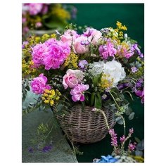 Алмазная мозаика "Нежная композиция из цветов", классическая, 30х40 см Рыжий кот