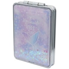 Зеркало косметическое карманное Михи Михи Русалочка прямоугольное с блестками серебристый/розовый