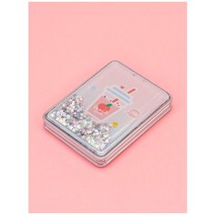 Зеркало косметическое карманное Михи Михи Персик Ice Tea (MM10279) розовый/голубой