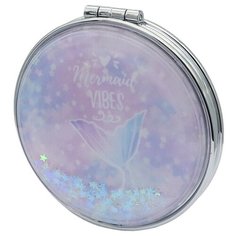 Зеркало косметическое "Русалочка-3", складное, круглое, с блестками Михи Михи