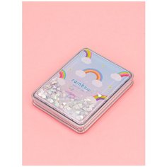 Зеркало косметическое "Радуга №1", складное, прямоугольное, с блестками Михи Михи